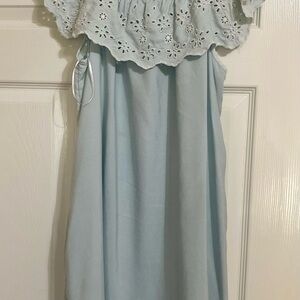 Time and Tru Light Blue Eyelet Midi Dress